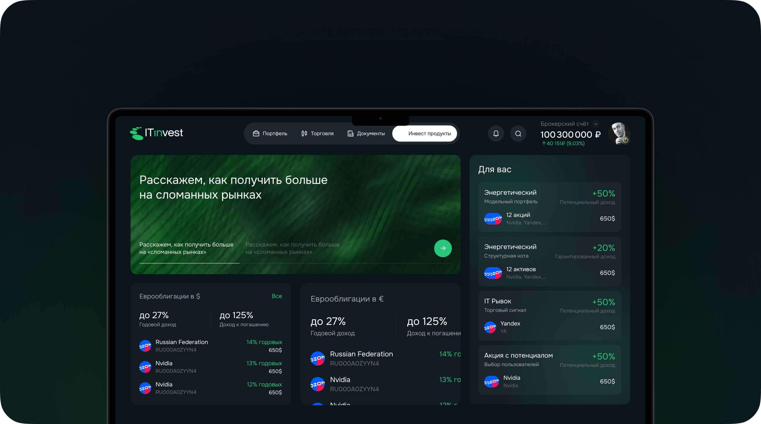 Личный кабинет инвестиционной компании «ITI»